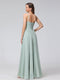 A-Line Halter Sleeveless Ruched Floor-Length Chiffon Bridesmaid Dresses