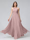 A-Line Halter Sleeveless Ruched Floor-Length Chiffon Bridesmaid Dresses