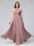 A-Line Halter Sleeveless Ruched Floor-Length Chiffon Bridesmaid Dresses