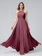 A-Line Halter Sleeveless Ruched Floor-Length Chiffon Bridesmaid Dresses