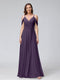 A-Line V-Neck Short Sleeves Chiffon Bridesmaid Dresses with Spaghetti Straps & Split Side