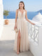 A-Line Spaghetti Straps V-Neck Sleeveless Long Chiffon Bridesmaid Dresses With Split Side