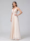 A-Line Spaghetti Straps V-Neck Sleeveless Long Chiffon Bridesmaid Dresses With Split Side