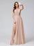 A-Line Spaghetti Straps V-Neck Sleeveless Long Chiffon Bridesmaid Dresses With Split Side