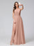 A-Line Spaghetti Straps V-Neck Sleeveless Long Chiffon Bridesmaid Dresses With Split Side