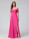A-Line Off-the-Shoulder Sleeveless Ruched Long Chiffon Bridesmaid Dresses with Split Side