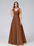 A-Line V-Neck Sleeveless Floor-Length Satin Bridesmaid Dresses With Pockets