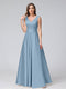 A-Line V-Neck Sleeveless Floor-Length Satin Bridesmaid Dresses With Pockets