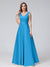 A-Line V-Neck Sleeveless Floor-Length Satin Bridesmaid Dresses With Pockets
