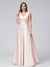 A-Line V-Neck Sleeveless Floor-Length Satin Bridesmaid Dresses With Pockets