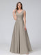 A-Line V-Neck Sleeveless Floor-Length Satin Bridesmaid Dresses With Pockets