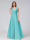 A-Line V-Neck Sleeveless Floor-Length Satin Bridesmaid Dresses With Pockets