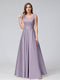 A-Line V-Neck Sleeveless Floor-Length Satin Bridesmaid Dresses With Pockets