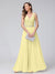 A-Line V-Neck Sleeveless Long Chiffon Dresses with Lace Appliques & Rhinestones