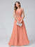 A-Line V-Neck Sleeveless Long Chiffon Dresses with Lace Appliques & Rhinestones