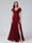 A-Line V-Neck Ruffles Short Sleeves Long Chiffon Dresses With Split Side & Pockets