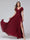 A-Line V-Neck Ruffles Short Sleeves Long Chiffon Dresses With Split Side & Pockets