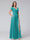 A-Line V-Neck Ruffles Short Sleeves Long Chiffon Dresses With Split Side & Pockets