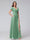 A-Line V-Neck Ruffles Short Sleeves Long Chiffon Dresses With Split Side & Pockets