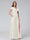 A-Line V-Neck Ruffles Short Sleeves Long Chiffon Dresses With Split Side & Pockets