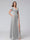 A-Line V-Neck Ruffles Short Sleeves Long Chiffon Dresses With Split Side & Pockets