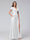A-Line V-Neck Ruffles Short Sleeves Long Chiffon Dresses With Split Side & Pockets