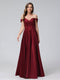 A-Line Off-the-Shoulder Sweetheart Satin Maxi Dresses with Pockets