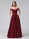 A-Line Off-the-Shoulder Sweetheart Satin Maxi Dresses with Pockets