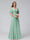 A-Line V-Neck Half Sleeves Long Chiffon Bridesmaid Dresses with Ruffles Split Side Pockets