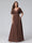 A-Line V-Neck Half Sleeves Long Chiffon Bridesmaid Dresses with Ruffles Split Side Pockets