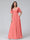 A-Line V-Neck Half Sleeves Long Chiffon Bridesmaid Dresses with Ruffles Split Side Pockets