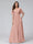 A-Line V-Neck Half Sleeves Long Chiffon Bridesmaid Dresses with Ruffles Split Side Pockets
