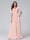 A-Line V-Neck Half Sleeves Long Chiffon Bridesmaid Dresses with Ruffles Split Side Pockets