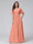 A-Line V-Neck Half Sleeves Long Chiffon Bridesmaid Dresses with Ruffles Split Side Pockets