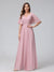 A-Line V-Neck Half Sleeves Long Chiffon Bridesmaid Dresses With Ruffles Pockets