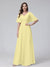 A-Line V-Neck Half Sleeves Long Chiffon Bridesmaid Dresses With Ruffles Pockets