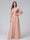A-Line V-Neck Half Sleeves Long Chiffon Bridesmaid Dresses With Ruffles Pockets