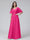 A-Line V-Neck Half Sleeves Long Chiffon Bridesmaid Dresses With Ruffles Pockets