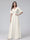 A-Line V-Neck Half Sleeves Long Chiffon Bridesmaid Dresses With Ruffles Pockets