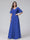 A-Line V-Neck Half Sleeves Long Chiffon Bridesmaid Dresses With Ruffles Pockets