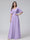 A-Line V-Neck Half Sleeves Long Chiffon Bridesmaid Dresses With Ruffles Pockets
