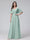 A-Line V-Neck Half Sleeves Long Chiffon Bridesmaid Dresses With Ruffles Pockets