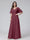 A-Line V-Neck Half Sleeves Long Chiffon Bridesmaid Dresses With Ruffles Pockets