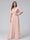 A-Line V-Neck Half Sleeves Long Chiffon Bridesmaid Dresses With Ruffles Pockets