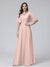 A-Line V-Neck Half Sleeves Long Chiffon Bridesmaid Dresses With Ruffles Pockets