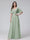 A-Line V-Neck Half Sleeves Long Chiffon Bridesmaid Dresses With Ruffles Pockets