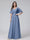 A-Line V-Neck Half Sleeves Long Chiffon Bridesmaid Dresses With Ruffles Pockets