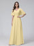 A-Line V-Neck Half Sleeves Long Chiffon Bridesmaid Dresses With Ruffles Pockets