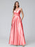 A-Line Sleeveless Long Silk Satin Bridesmaid Dresses with Pockets & Split Side
