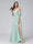 A-Line V-Neck Chiffon Long Bridesmaid Dresses With Split Side & Spaghetti Straps